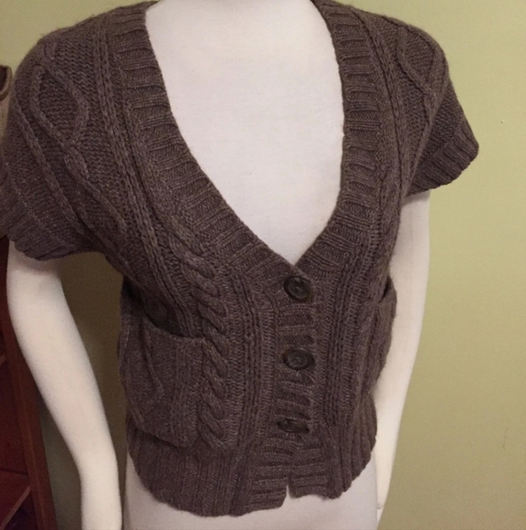 GAP Brown Cable Knit Cardigan Size Large - Picture 6 of 7